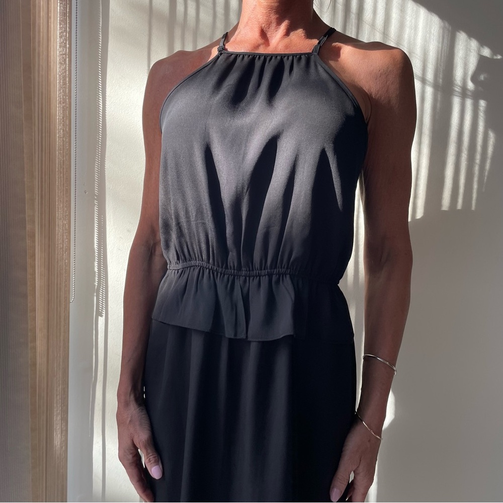 Black Casual Side Slit Midi Dress